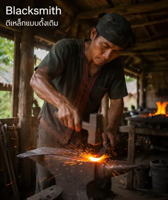 Khmu blacksmith forging tools the traditional way