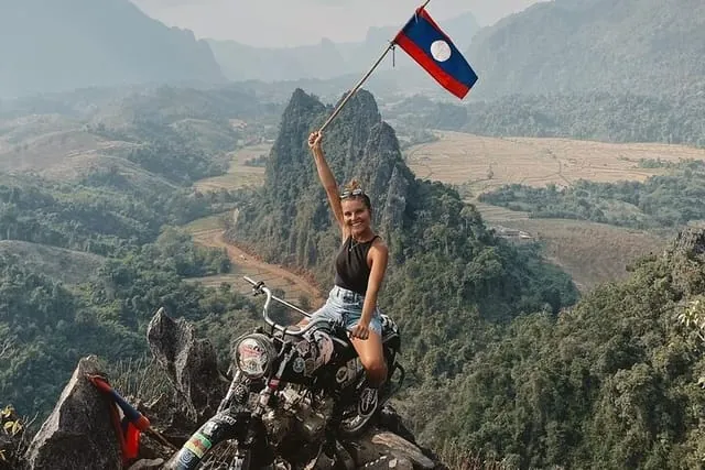 Scenic viewpoint over the karst mountains of Vang Vieng